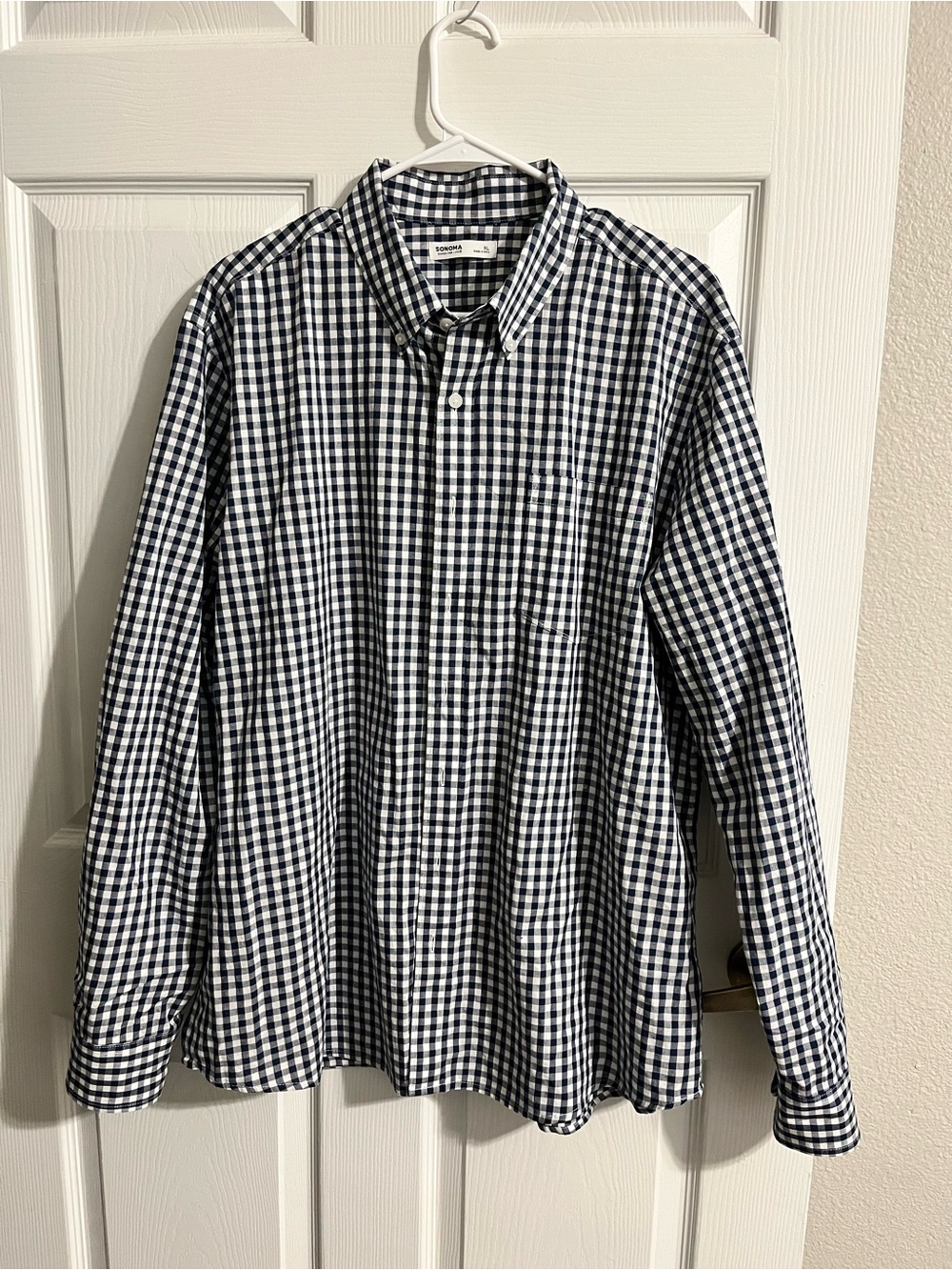 Sonoma Navy & White Gingham Button-Up Shirt